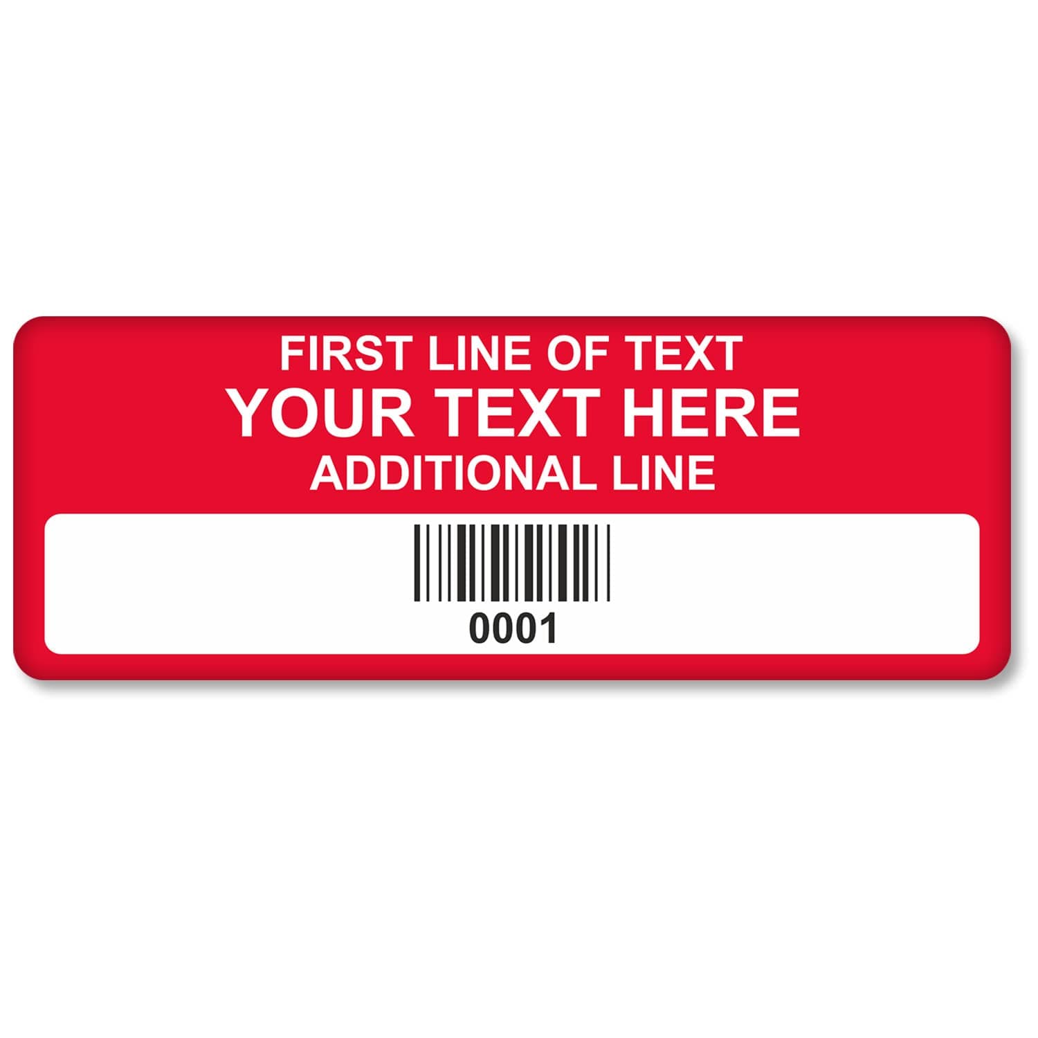 Add Your Text Here Rectangular Custom Asset Label/Tag with Barcode | 0.73" x 2" Aluminum Foil, Pack of 100, Made in USA