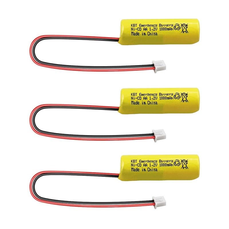 KBT 1.2V 1000mAh AA Size Battery, Exit Sign Emergency Battery Replacement, Ni-CD Battery with 2Pin JST PH 2.54 Connector for Unitech AA900mAh OSA268 ELB CS01 Lithonia Battery EXR LED EL M6 (6-Pack)