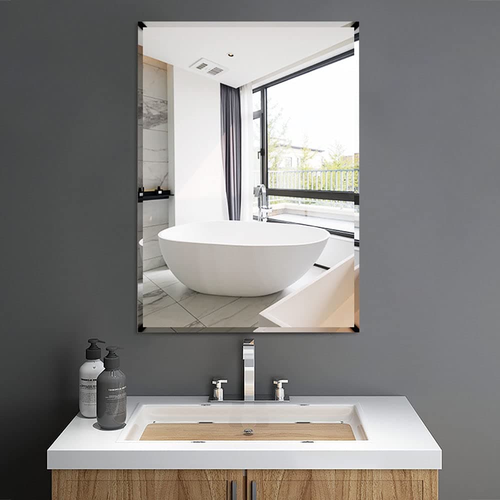 MUMOO BEAR Bathroom Mirror Vanity Makeup Mirror Wall Mounted Frameless Rectangular Mirror for Bathroom Vanity Bedroom Dressing Table Vertical or Horizontal Hanging (70 * 90cm, Clear)