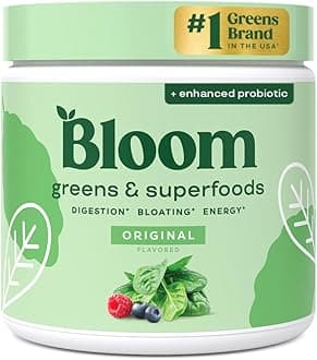 Bloom NutritionSuperfood Greens Powder, Digestive Enzymes with Probiotics and Prebiotics, Gut Health, Bloating Relief for Women, Chlorella, Green Juice Mix with Beet Root Powder, 30 SVG, Original