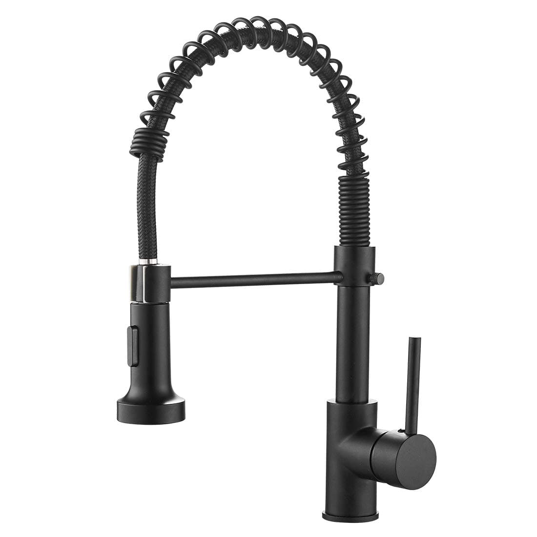 Black Kitchen Faucet with Pull Down Sprayer Stainless Steel Single Handle Pull Out Spring Sink Faucets 1 Hole Or 3 Hole Dual Function for Farmhouse Camper Laundry Utility Rv Wet Bar