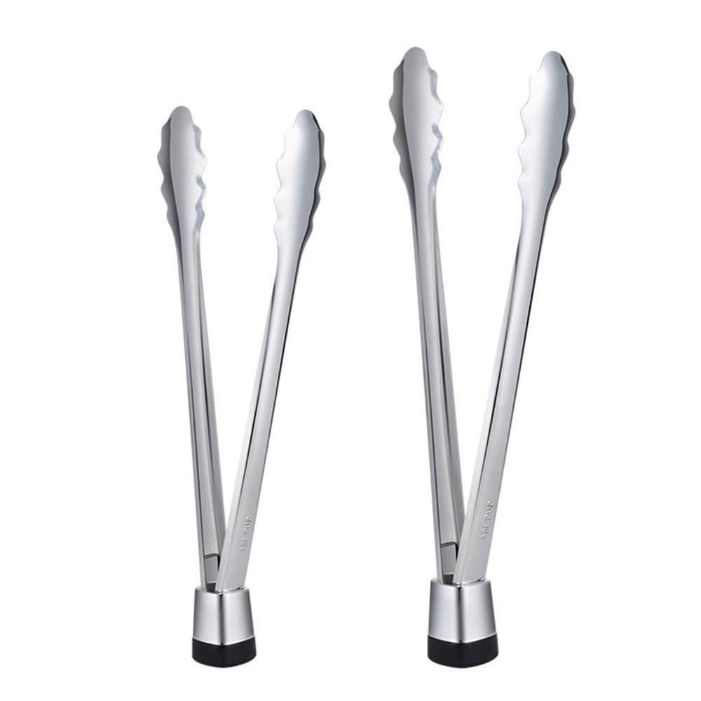 Kitchen Tongs, JINRUCHE 2 Pack Self-Locking Standing Thickening Stainless Steel Cooking Tongs, Design for Salad, Snacks,BBQ, Grilling, Food Serving and More