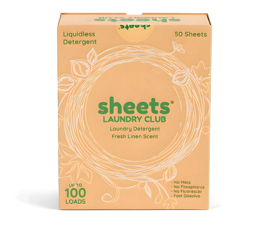- Sheets Laundry Club - Liquidless Laundry Detergent Sheets, 100 Loads - Fresh Linen Scent, Eco-Friendly, Quick-Dissolving Formula, Hypoallergenic, Septic Safe, Plastic-Free Packaging - 50 Sheets