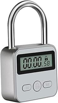 Metal Timer Lock, 99 Hours Max Timing Lock, USB Rechargeable Timer Padlock with LCD Display, Multi-Function Micro Electronic Timer Lock, Heavy Duty Metal Time Out Padlock(Silver)