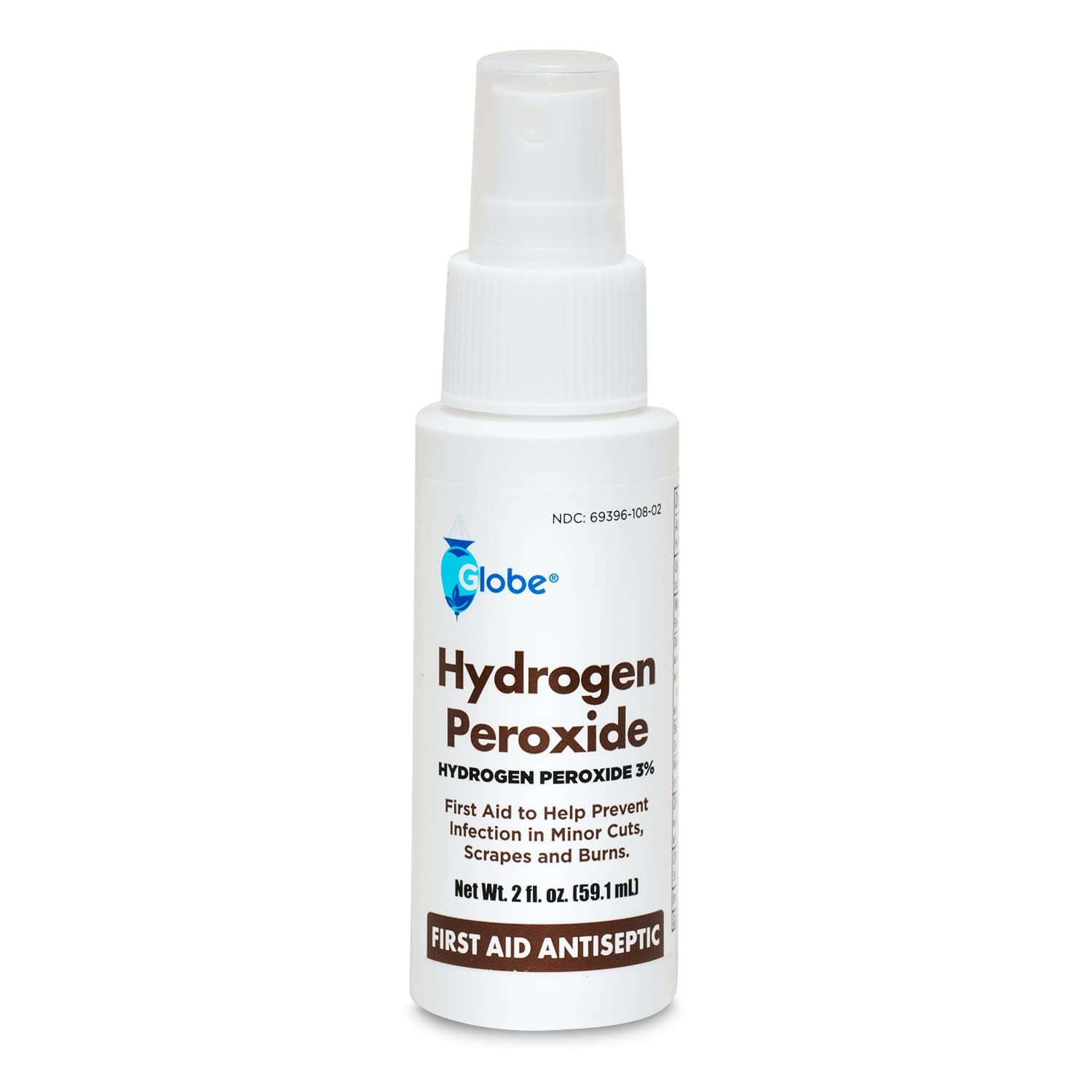Hydrogen Peroxide 3% First Aid Antiseptic Topical Solution USP Spray Bottle, 2 Fl. Oz Convenient Pump Spray Bottle