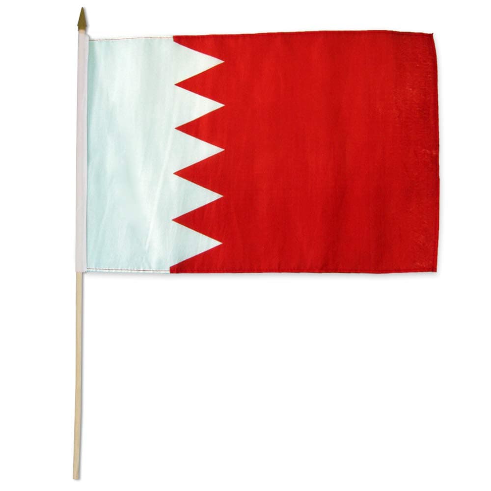 Flags Importer Bahrain Dozen 12x18” Stick Flags, Multicolor