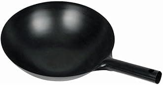 Winco WOK-34 Chinese Wok with Integral Handle, 14-Inch, Black