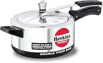 Hevibase 3.5L Aluminium Inner Lid Pressure Cooker with Induction Compatible (Silver)