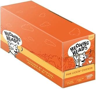 Meowing Heads Wet Cat Food - Paw Lickin' Chicken - 93% Natural Chicken Pouches with No Artificial Flavours, Grain-Free Recipe (10 x 100 g)