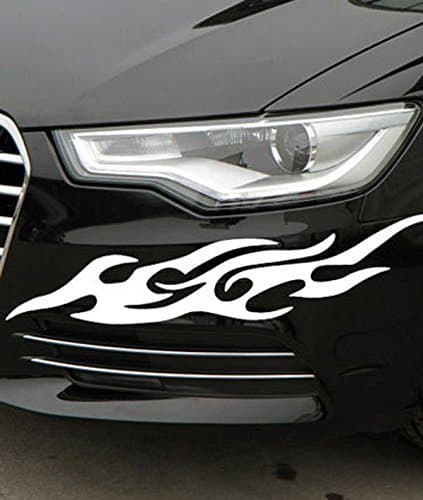 Onlinemart Fire Pattern (60cm X 7.5cm) White Vinyl Die Cut Decals/ Bumper Stickers For Windows, Cars, Trucks, Laptops, Etc. (2 Pieces)