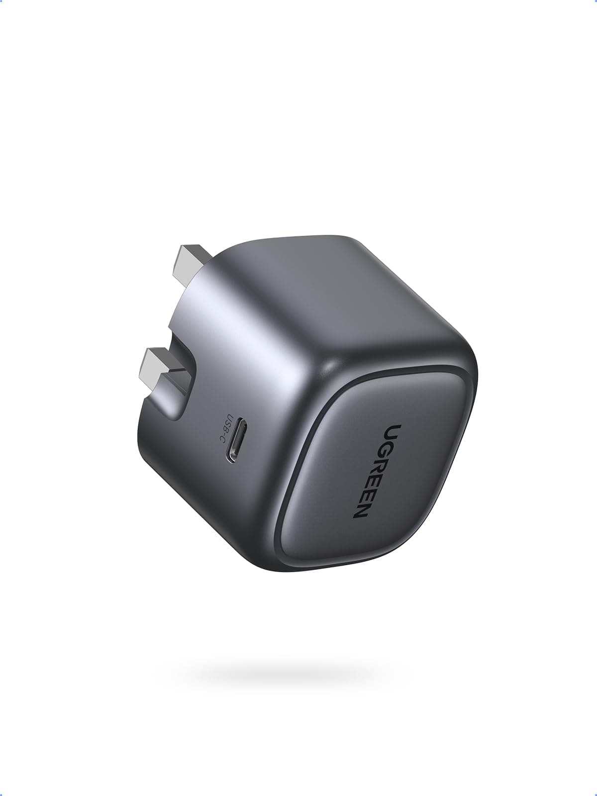 USB C Charger Nexode 30W USB C Plug PD 3.0 Fast Charging Foldable GaN Charger Compatible with iPhone 17/16/15/14/13/12 Series, iPad Air/Mini, Galaxy S25/S24, Pixel 9/8/7, Silver Grey