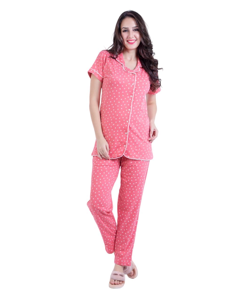 OAK VALLEYWomens Cotton Printed Night Suits