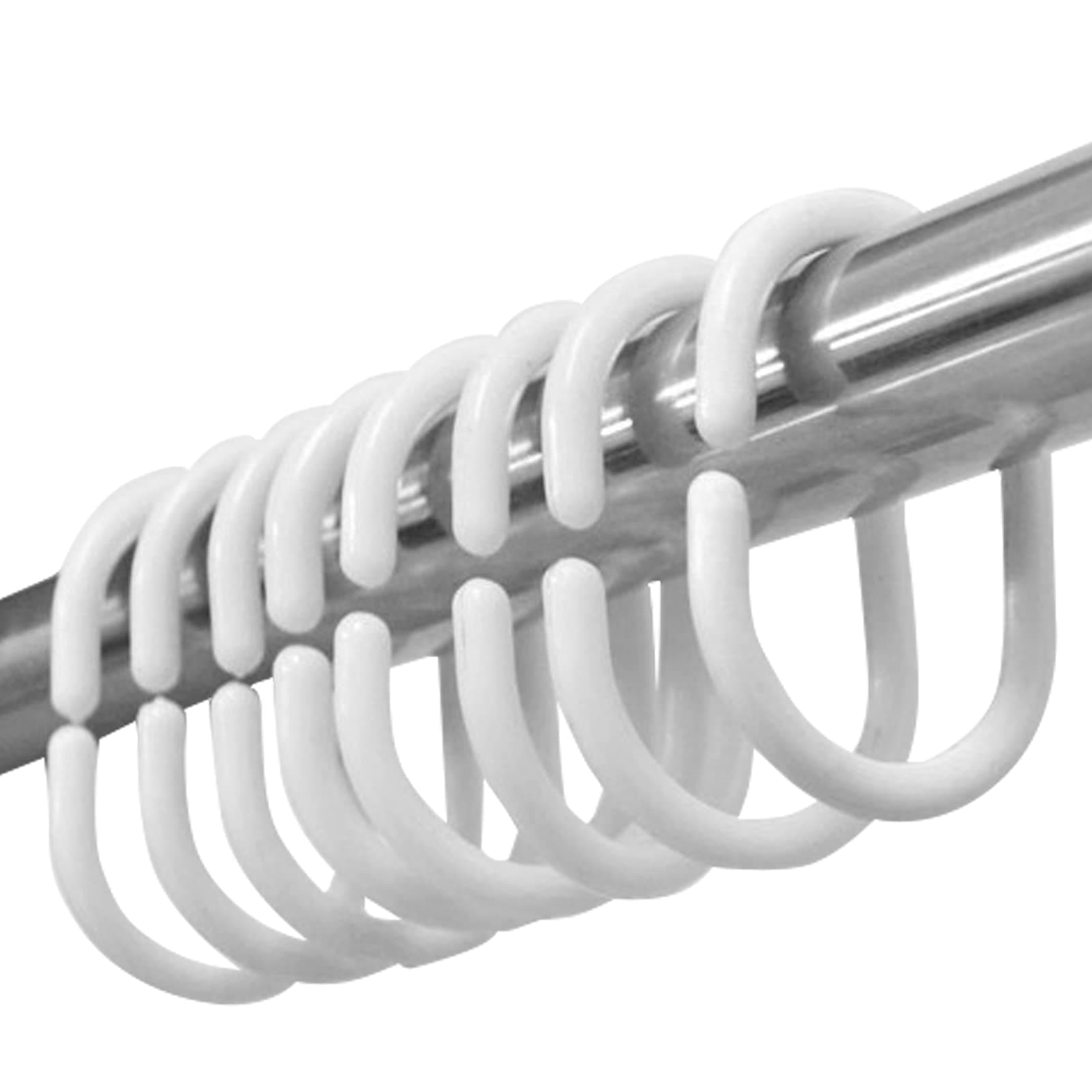 SZXMDKH Shower Curtain Rings - 12 Pack Plastic C-Shaped Hooks, White - For Bathroom Shower or Window Rod
