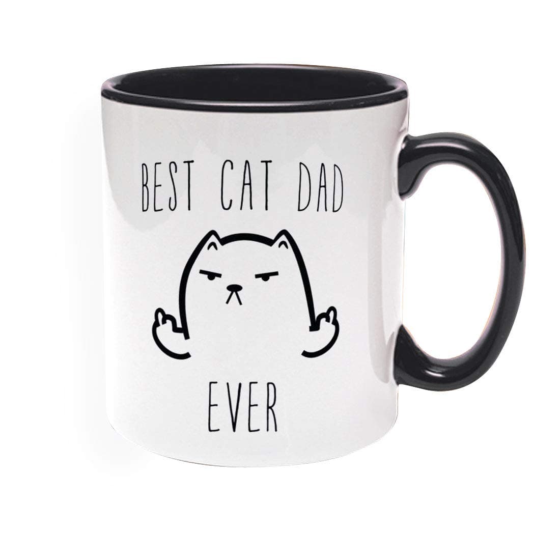 Printed Designer Best Cat Dad Theme for Ceramic Coffee Mug (325 ml)