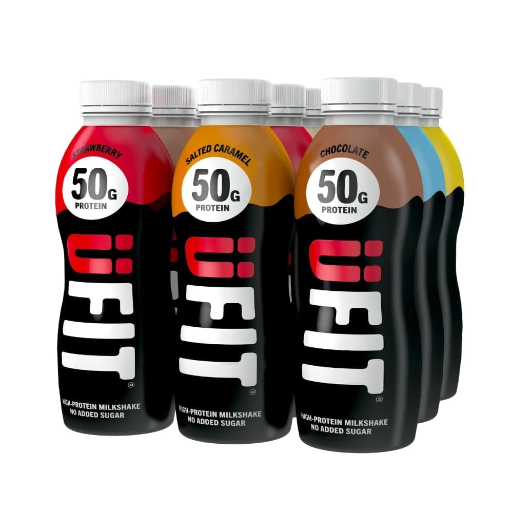UFIT High 50g Protein Shake - MIXED CASE - No Added Sugar - Low in Fat - Ready to Drink - Pack of 9 x 500ml (Packaging May Vary)