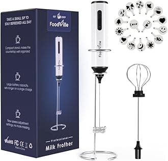 COOLAPA MF05 Rechargeable Milk Frother Handheld Foam Maker with Stainless Whisk for Cappuccino, Latte, Bulletproof Coffee, Keto Diet, Protein Powder, Matcha