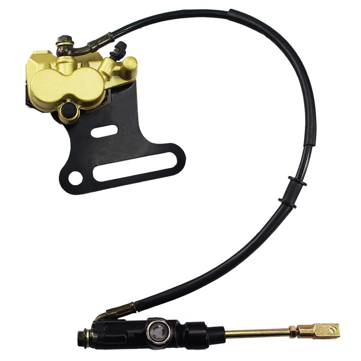 PRO BAT 12mm Rear Disc Hydraulic Brake Assembly Caliper Master Cylinder with Pad for 70cc 110cc 125cc 140cc 150cc Pit PRO Dirt Bike, Golden