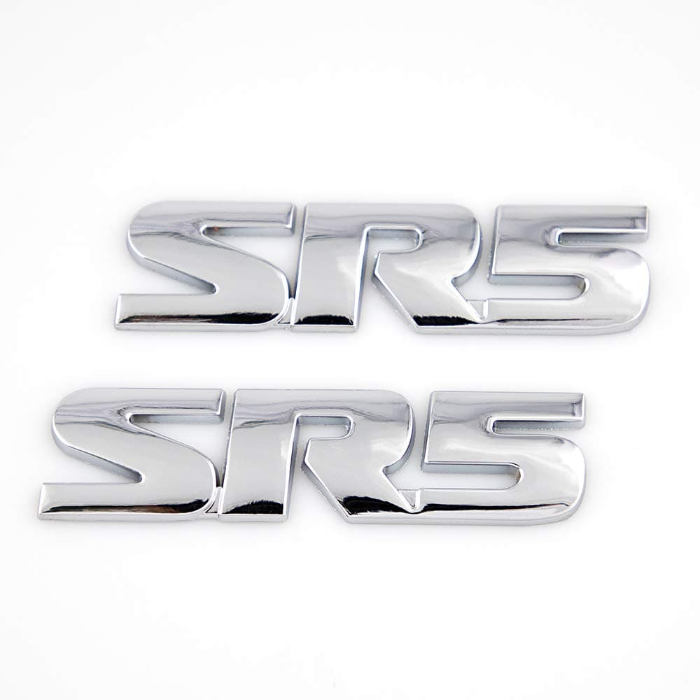 SR5 Emblem Side/Rea V6 SR5 Trunk Decal Metal Sticker Badge for Tacoma Tundra 2pcs-Silver