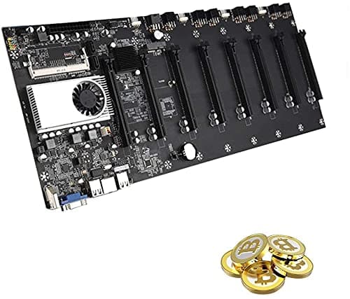 BTC-37 Mining Motherboard, Mining Machine Motherboard CPU 8 Video Card Slots DDR3 Memory Integrated, VGA Interface Low Power Consume for Mining Machine
