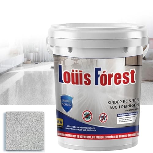 High-Gloss Marble Effect Epoxy Floor Coating, Louis Forest Epoxy Floor Paint, Garage Floor Paint, Waterproof Water-Based Epoxy Floor Paint (White Hemp Gray)