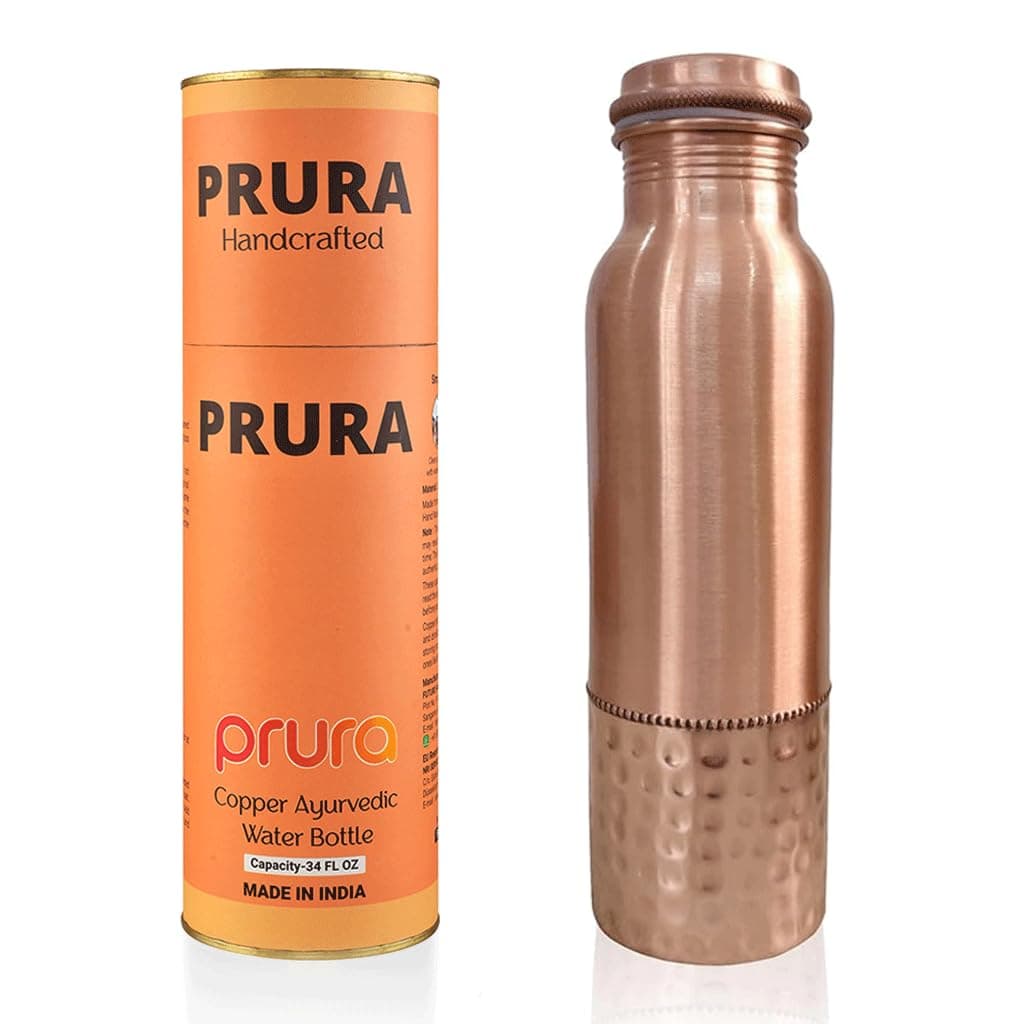 Curved Hammered Copper Water Bottle