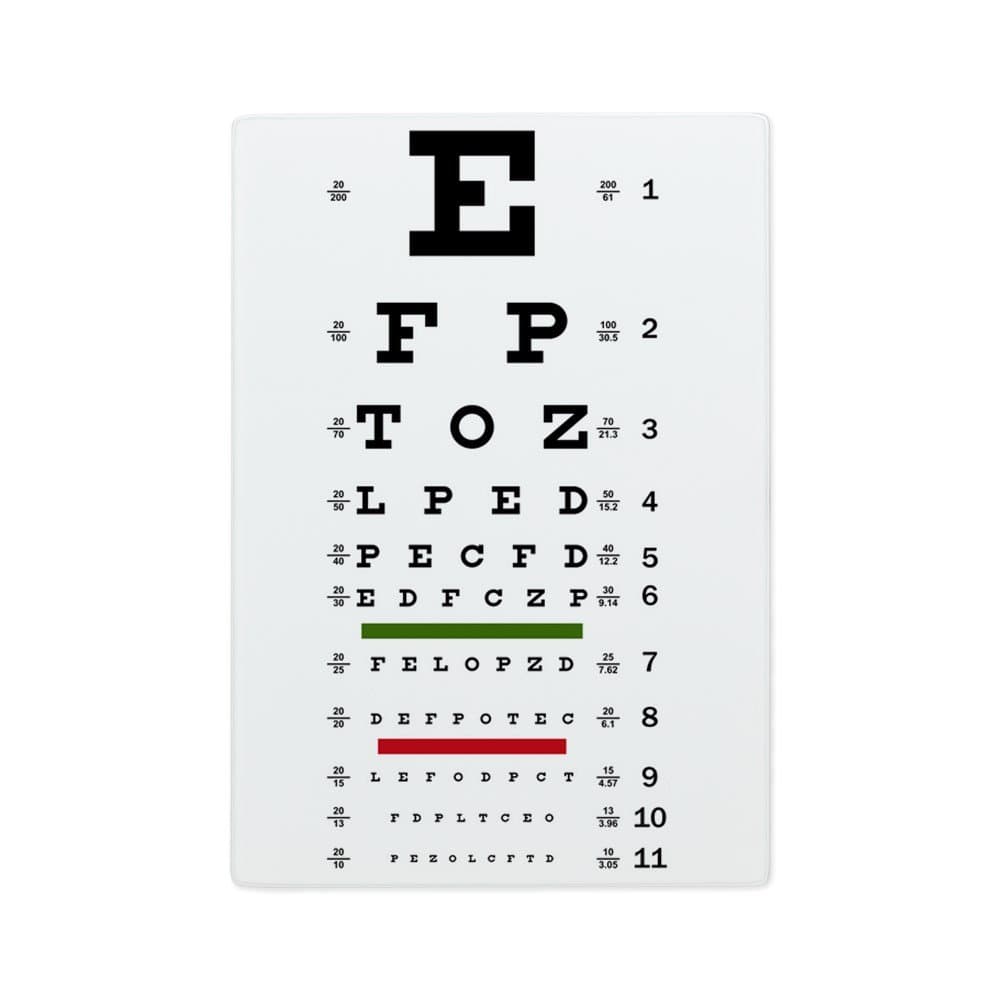 Glass Cutting Board Optometrist Opthamologist Eye Chart
