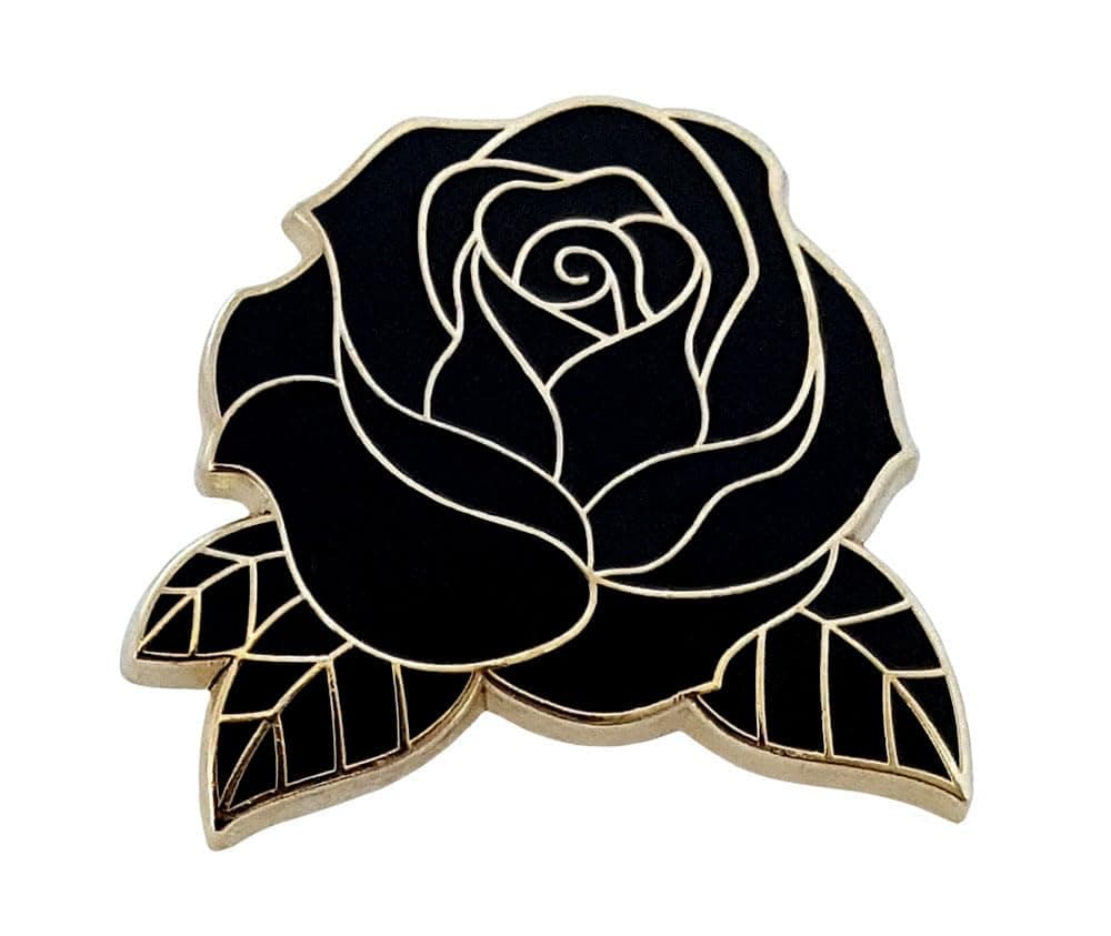 Black Rose Enamel Lapel Pin