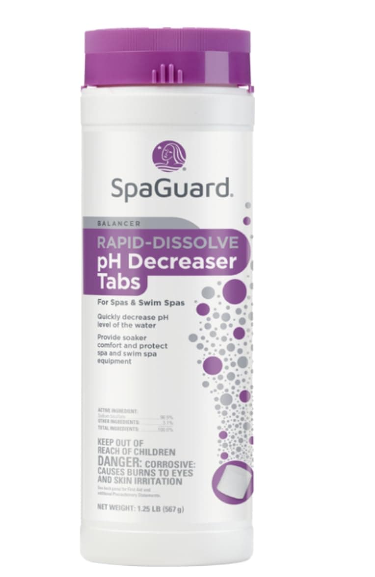 SpaGuard Rapid-Dissolve pH Decreaser Tabs for Spas & Swim Spas, 1.25 lb, Quickly Decrease Water pH Level, Protects Spa Equipment