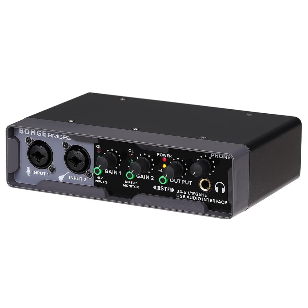 BOMGE USB Audio Interface(24 bit/192 kHz) with XLR,phantom power,Direct Monitoring,Loopback for PC Recording,Streaming,Guitarist,Vocalist and Podcasting