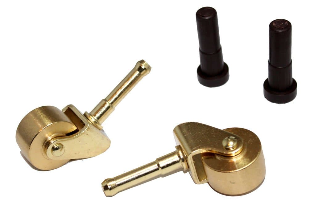 Brass Piano Wheels For Spinet Console Verticle Piano - For Front Legs - 1 Pair