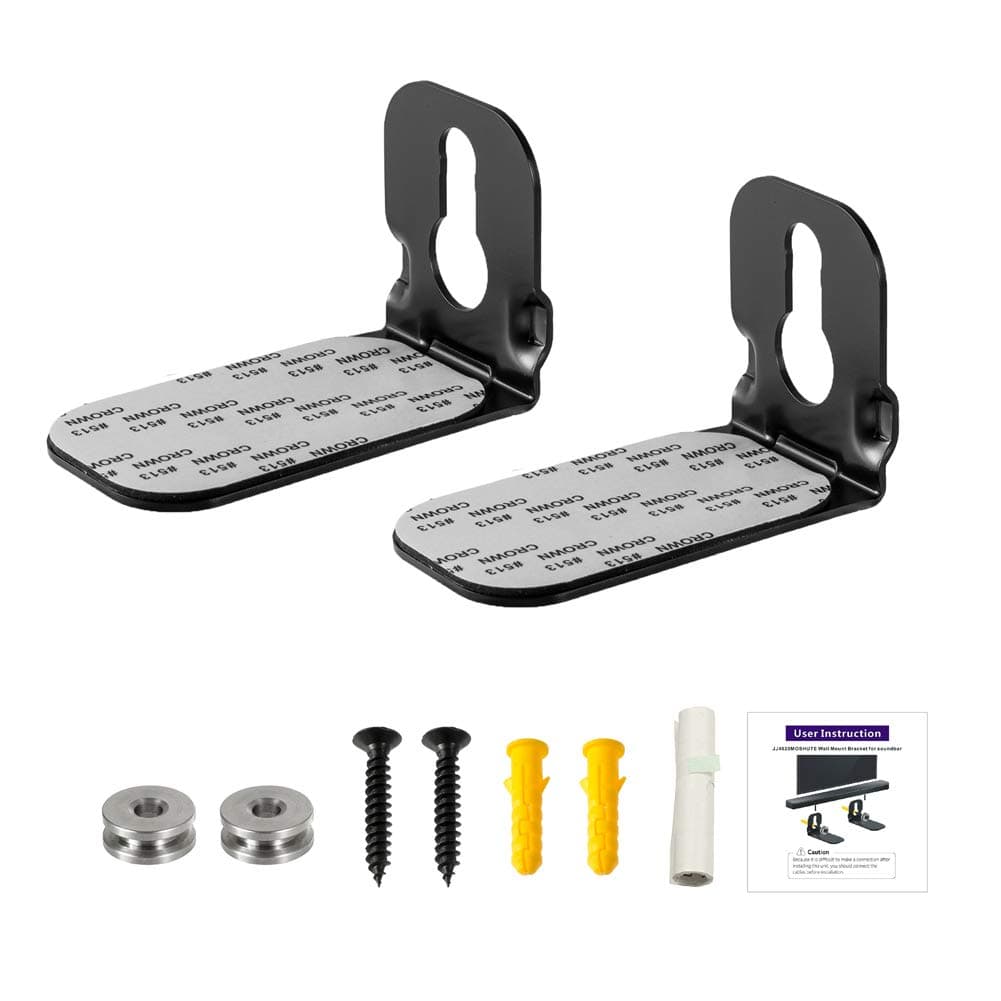 Wall Mount Bracket for JBL Bar 5.1 / Bar 3.1 / Bar 2.1 / Bar Studio Soundbar, 2 Pieces Black Sound Bar Brackets Holder + Screws + Metal Holder Screws