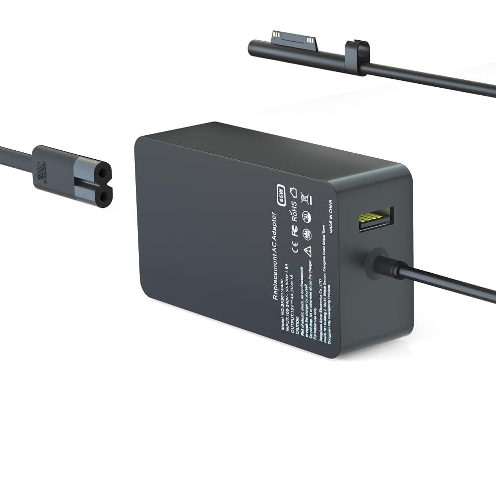 65W Charger Compatible for Surface Pro 9, 8, 7+, 7, 6, 5, 4, 3, X, Compatible for Windows Surface Laptop 6, 5, 4, 3, 2, 1, Surface Book Go Tablet Power Cord