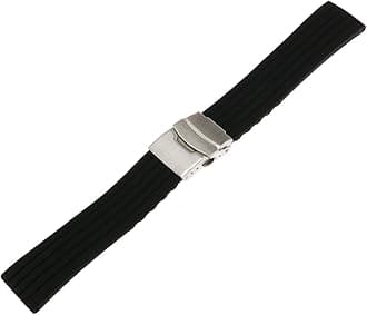 Hemobllo 22Mm Waterproof Silicone Watch Strap with Deployment Clasp Quick Release Adjustable Band for Sports and Diver Watches