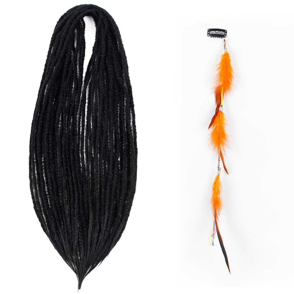 Dreadlock extension reggae,double ended locs crochet braid Rock&Roll Hippie extension dreadlocks synthetic handmade 24inch 0.5cm black#