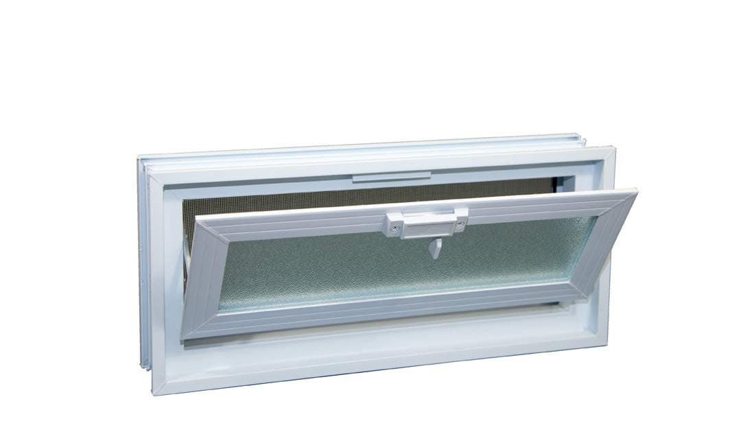 1808 Hopper Vent Window for Glass Blocks, Sheds, Cabins, Tiny Homes, Garages