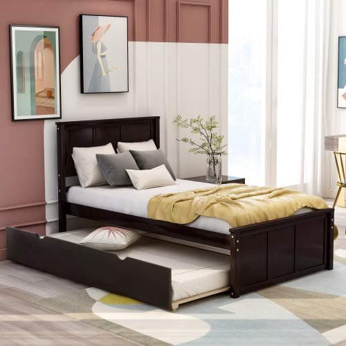 Mera Twin Size Platform Bed with Trundle (Espresso 2)