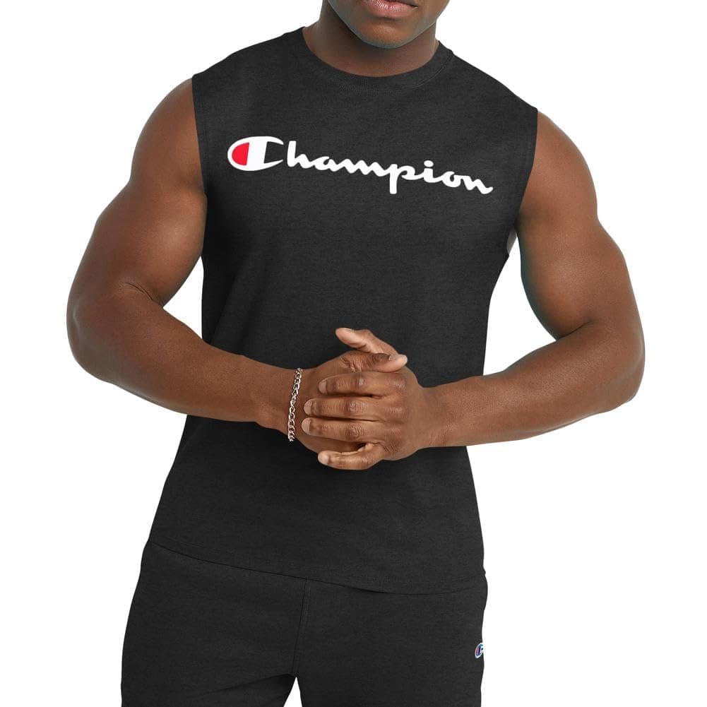 Champion Men's Classic Jersey Muscle Tee, Script Logo