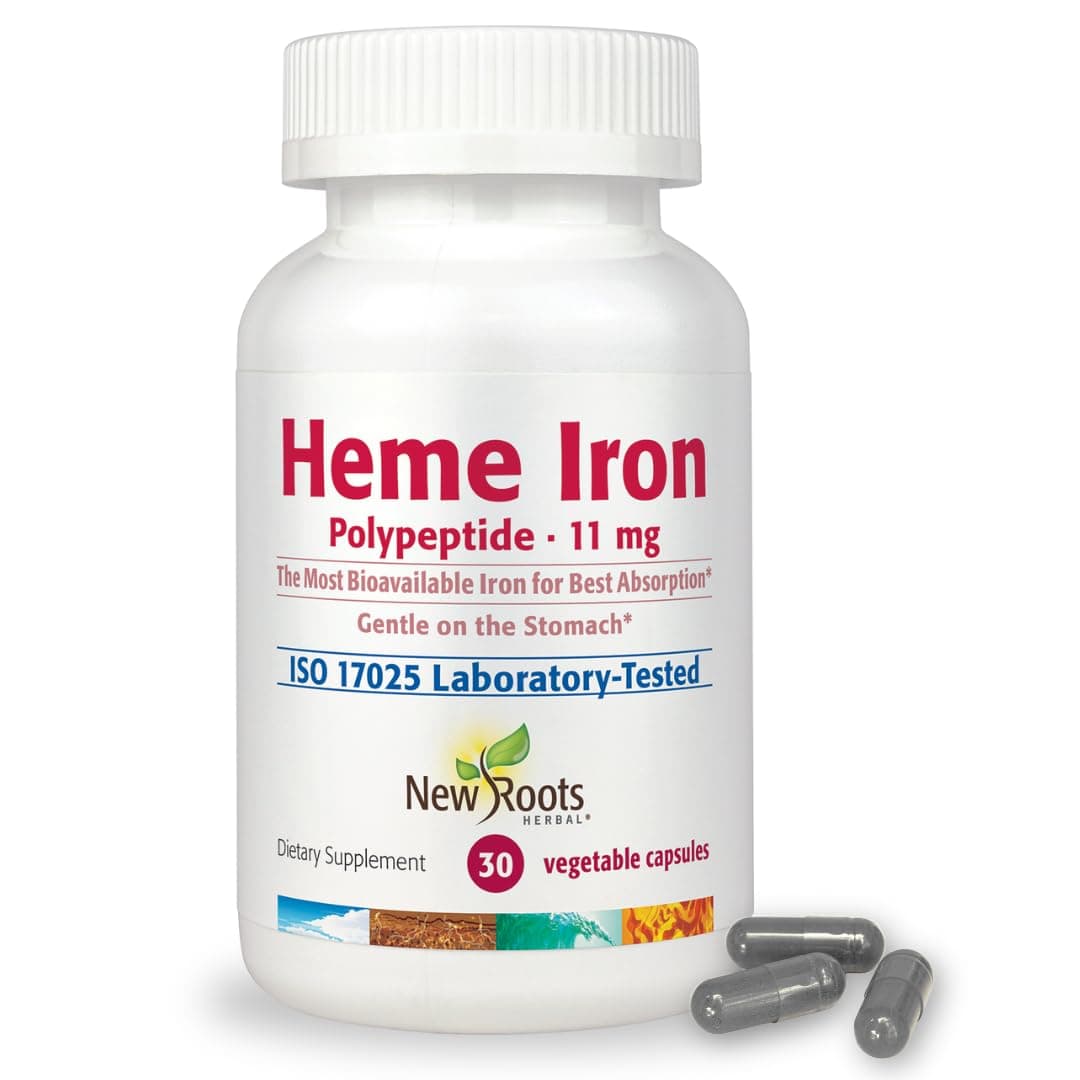 Heme Iron Supplement | 4-in-1 Formula with Vitamin C, B12, Folate for Best Absorption | Raise Hemoglobin & Ferritin for Women & Men, Low-FODMAP (30 Capsules)
