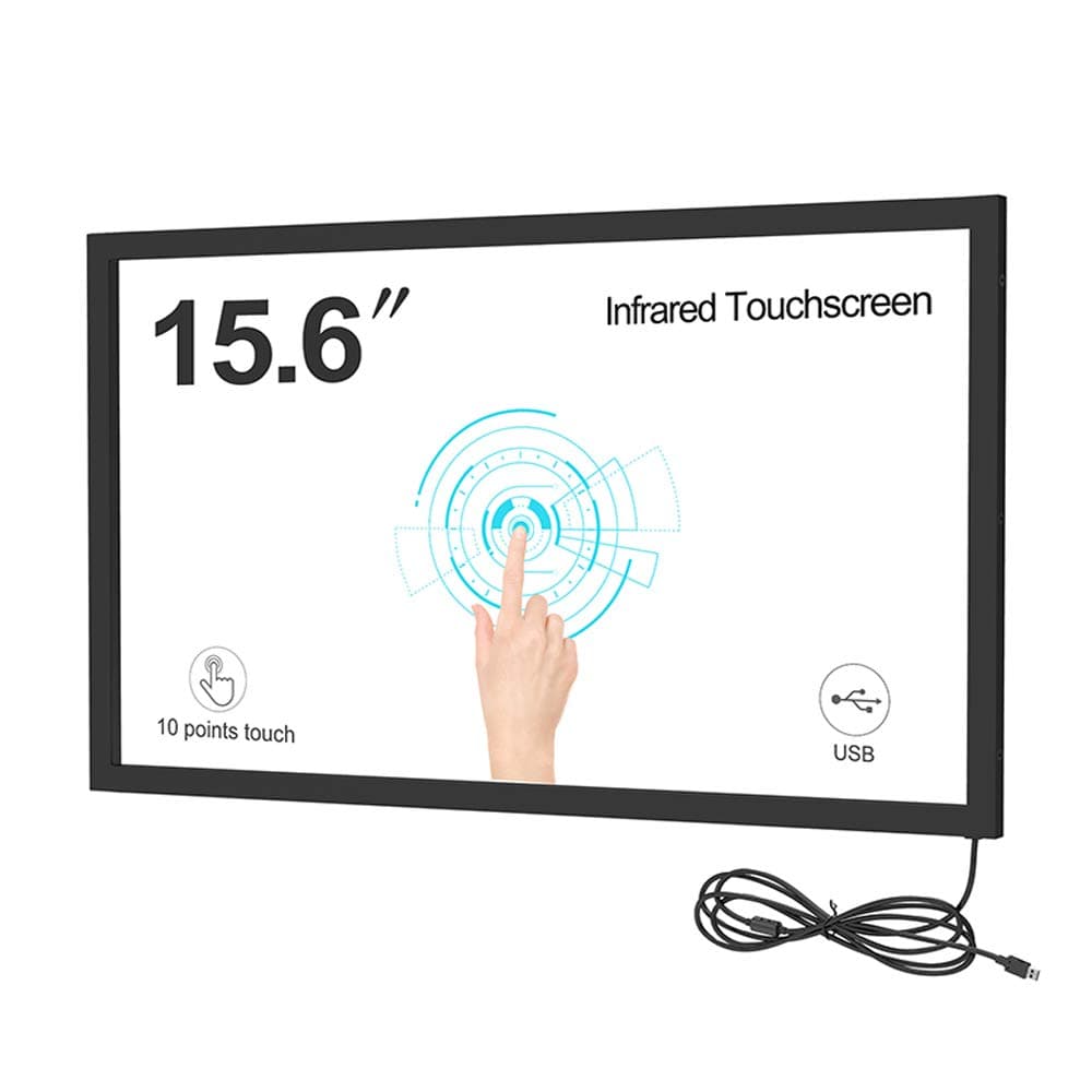 GreenTouch 15.6 Inch 10 Points Infrared Touch Screen, IR Touch Screen Panel Overlay Kits with 3mm Thickness Tempered Glass…
