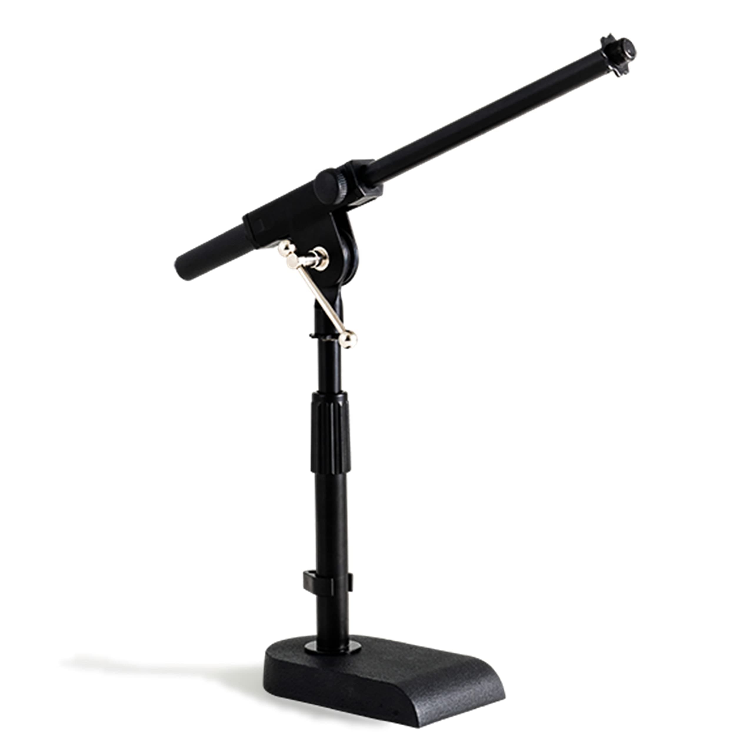 Adjustable Low-profile Microphone Stand - Snare/Tom Bottom/Bass (Kick) Drum/Table Top, Adjustable Height, 15.75“ Telescoping Boom Arm, Clip-on cable holder, Powered by Hamilton (SR610111)