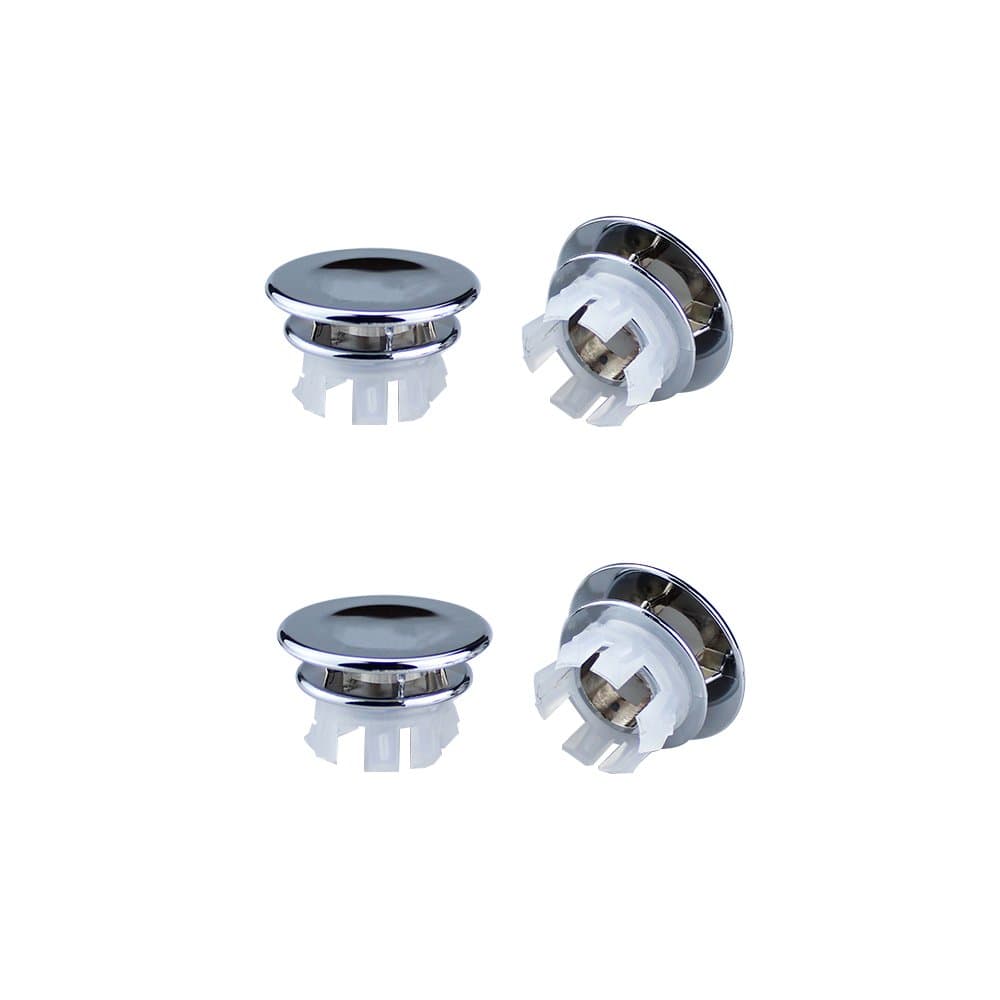 4 Pcs Solid Sink Basin Leakproof Round Overflow Cover Remplacement Insert in Hole Caps Chrome
