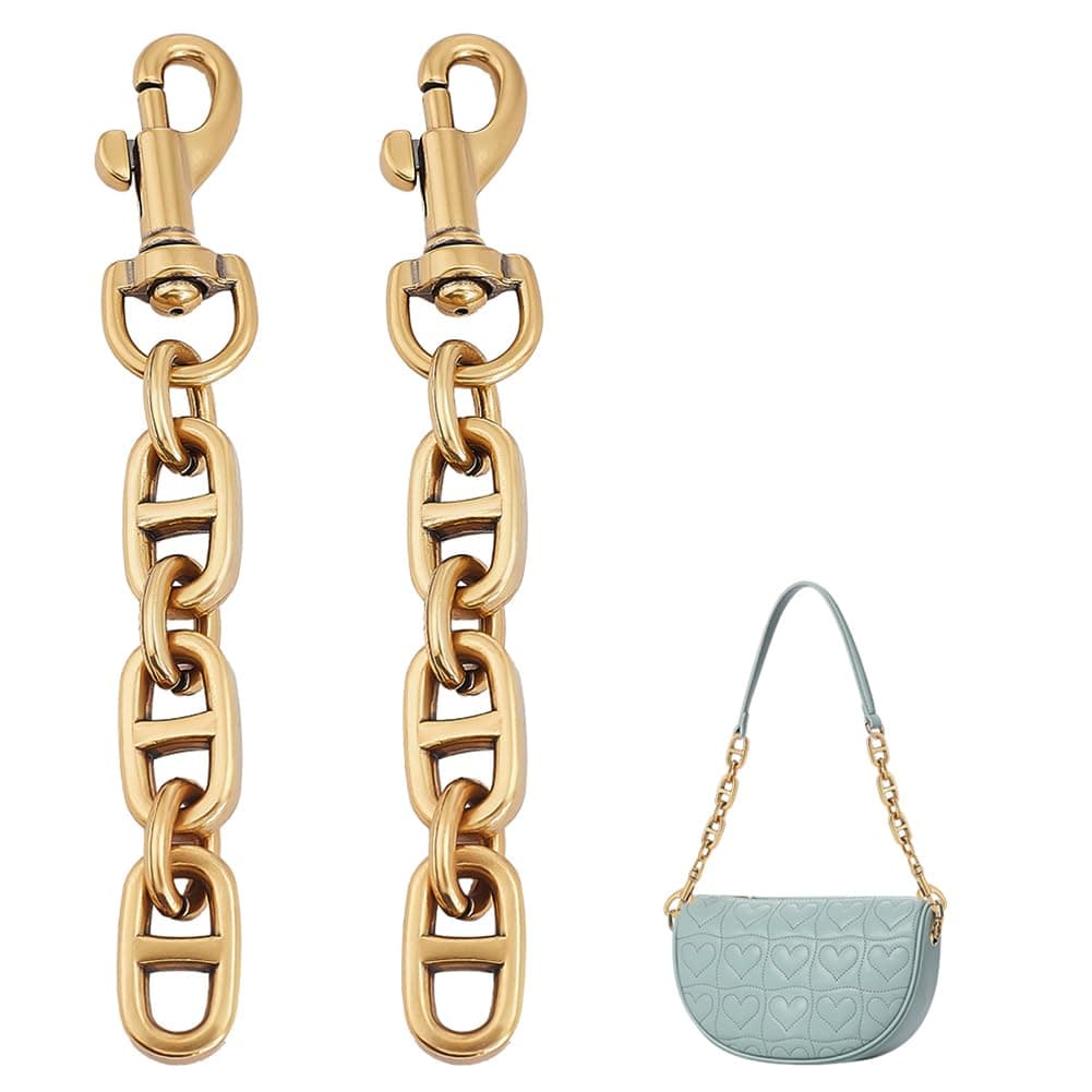 2Pcs Small Bag Extender Chains Alloy Purse Chain Strap 12cm Antique Golden Crossbody Shoulder Bag Strap Chains with Swivel Eye Bolt Snap Hook for Bag Straps Replacement Accessories