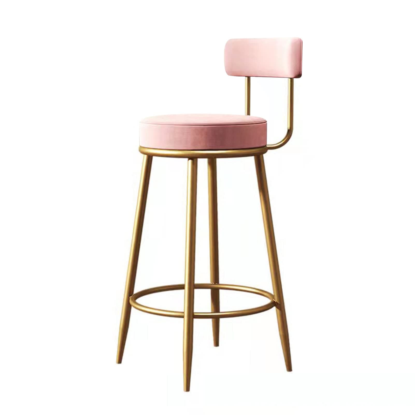 HYEBOX  High Stools Bar Chair Pub Bar Stools, Bar Stools with Backrest and Cotton Seat, for Counter Stools Cafe Stools Bar Stools, It Can Bear 150lb (Pink)
