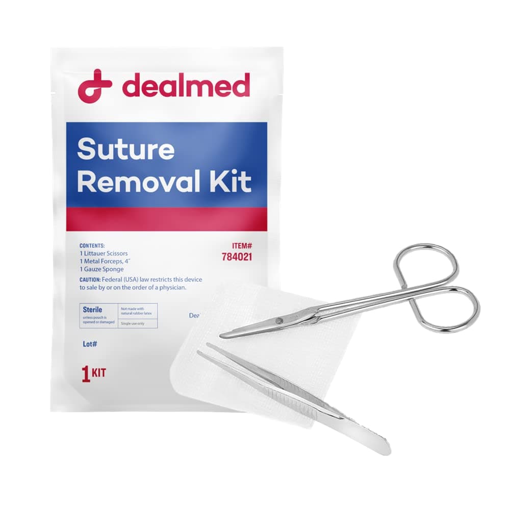 Sterile Suture Removal Kit, Includes Suture Removal Scissors, Forceps, and Gauze Sponge, Suture Removal Tool Single-Use Kit, Ideal for Hospitals and Clinics