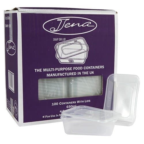 Jena Plastic Take Away Containers, 100 x 650ml (2 PACKS)