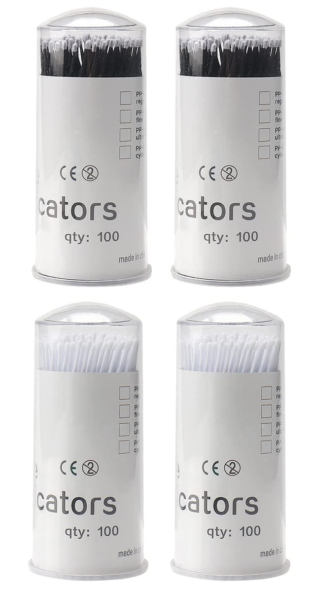 ECVV 400 Pcs Disposable Micro Applicators Brush, Micro Eyelash Swabs for Eyelash Extension Cosmetics Makeup Bendable Brushes Picks with Storage Box-Black and White