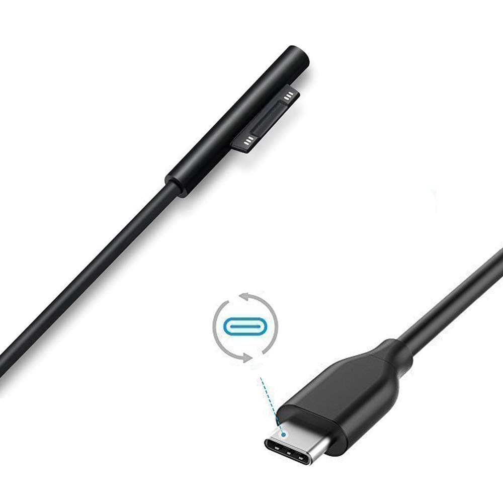 Surface Connect to USB-C Charging Cable Compatible with Microsoft Surface Pro 6 Laptop 2 Pro 4 Pro 3 Surface Surface Pro Surface Laptop Surface Go Surface Book, Power Supply Works with PD (Cable Only)