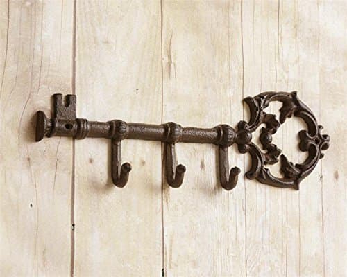 Cast Iron Skelton Key Wall Hook 3 Hooks Vintage Style B9