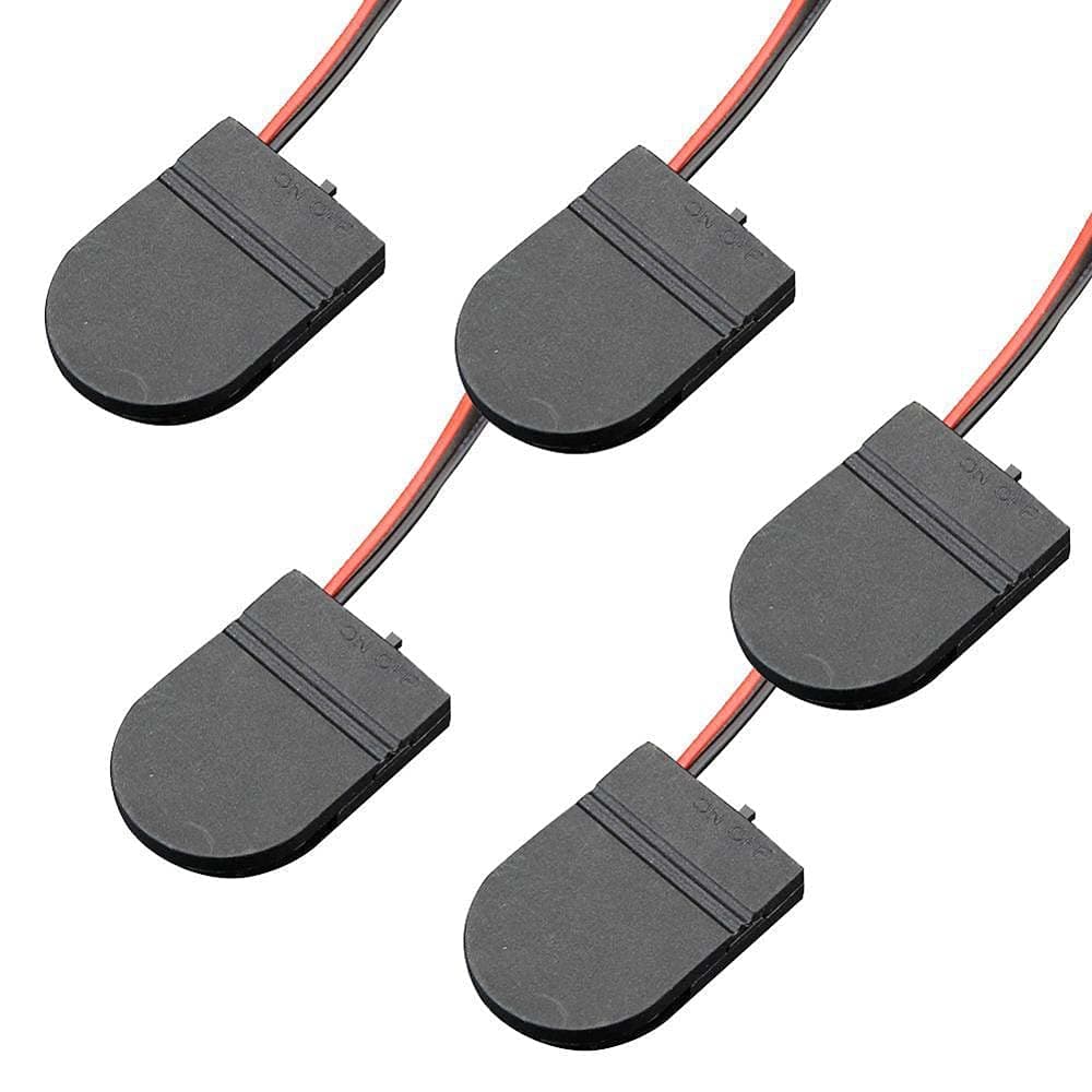 DATON 5Pcs CR2032 Button Coin Cell Battery Socket Holder Case Cover with ON-Off Switch 3V Battery Storage Box(Black)