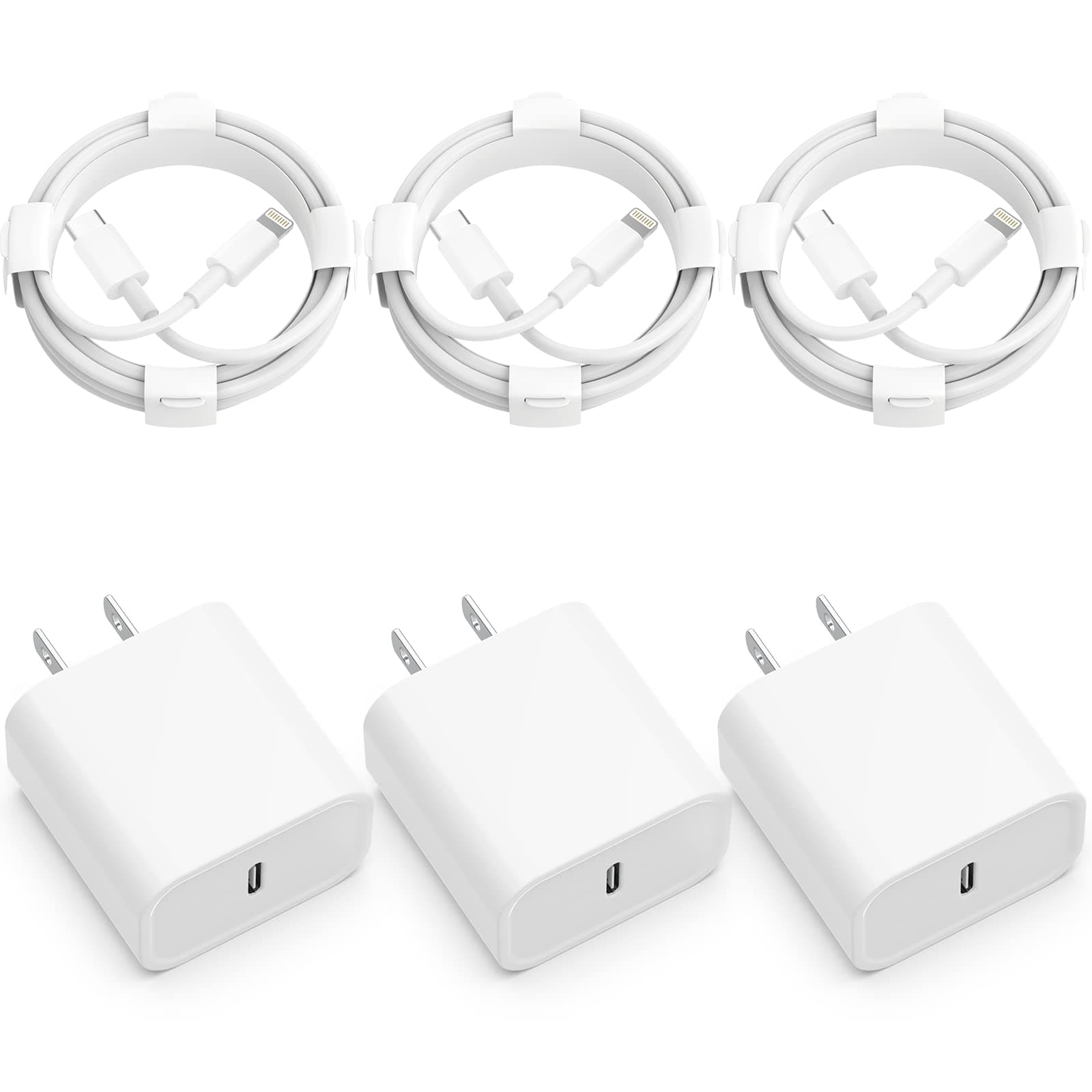 iPhone Charger Fast Charging【MFi Certified】3 Pack 20W PD USB C Wall Charger 6FT Cable Fasting Charging Adapter Compatible with iPhone 14Pro/13 Pro/12/12 Pro Max/11 Pro Max/XS Max/XS/XR/X/8